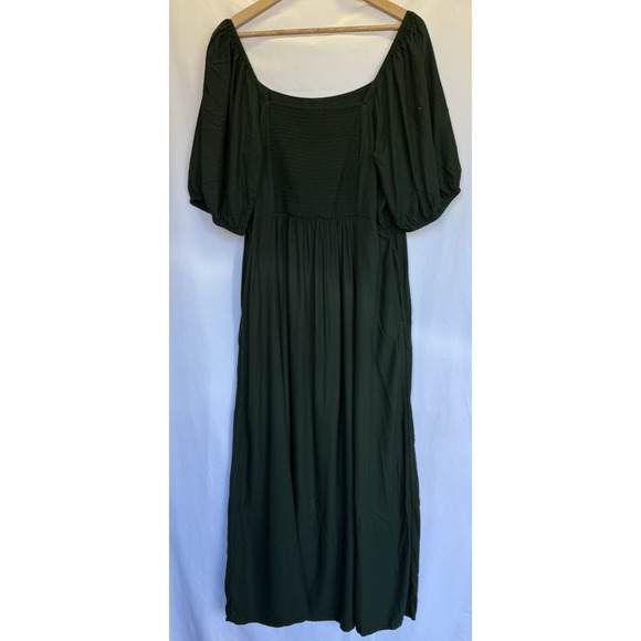 Old Navy Fit Flare Peasant Midi Dress Size XL Tall Heritage Holiday Smocked - Picture 7 of 13